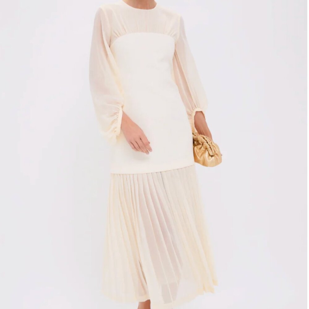 Tuckernuck Ivory Pleated Lorraine Dress